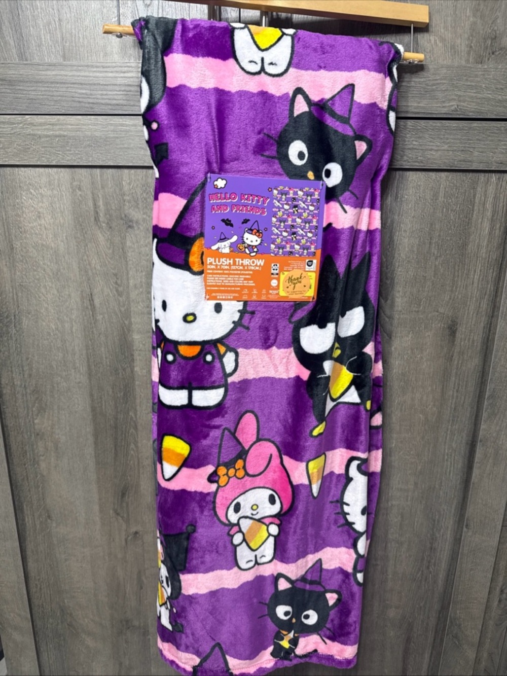 New Hello Kitty & Friends Purple Halloween Plush 50"x70" Throw Blanket On Hanger